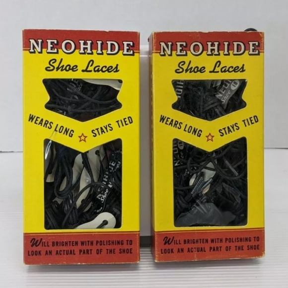 Vintage Neohide Shoelaces, Vintage Leather Shoe Laces, Black, New Old Stock - Picture 1 of 4
